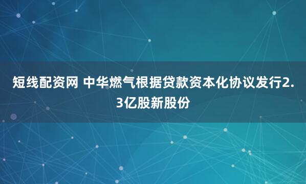 短线配资网 中华燃气根据贷款资本化协议发行2.3亿股新股份